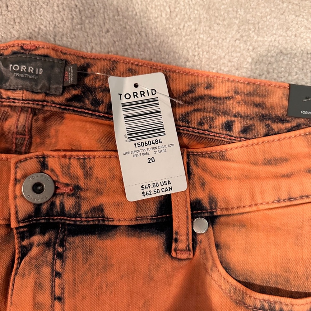 Torrid Orange Acid Wash Shorts - Picture 2 of 2
